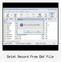 Opendatabase Xlsx delet record from dbf file