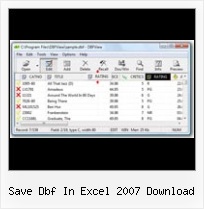 Opening File Dbf save dbf in excel 2007 download