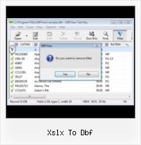 Dbf Delete Record xslx to dbf