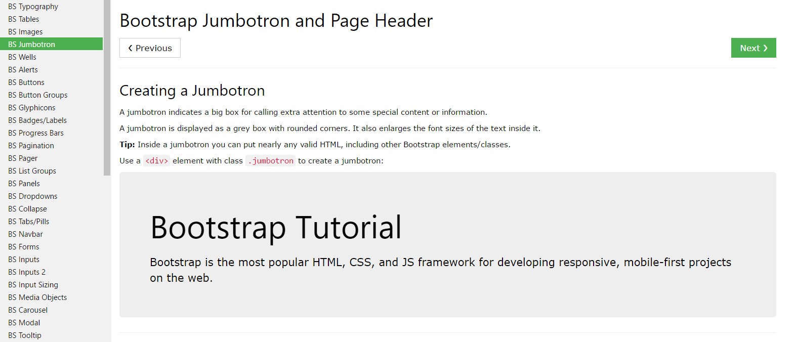 Bootstrap Jumbotron  article