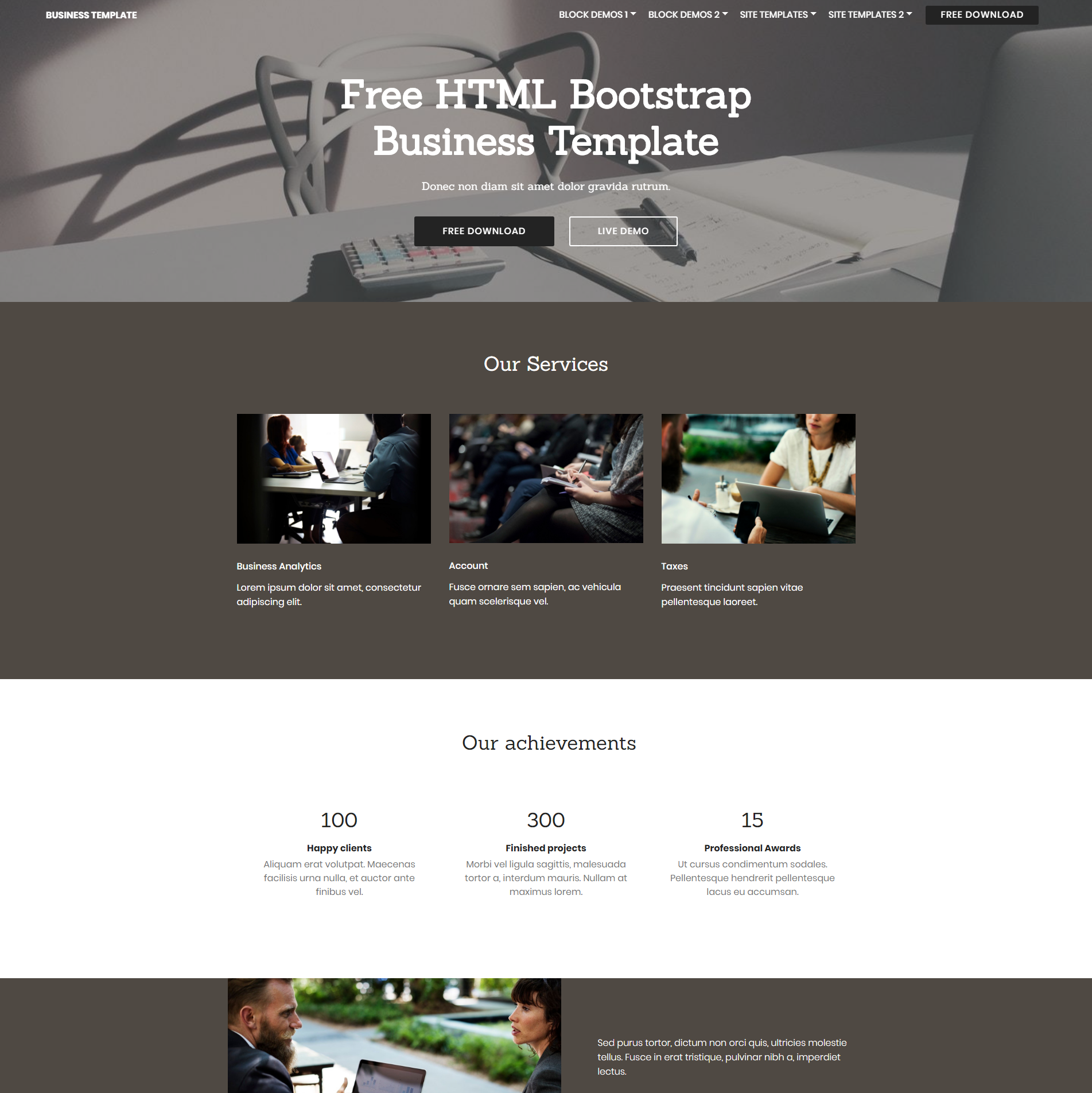 Free Bootstrap Busines Themes