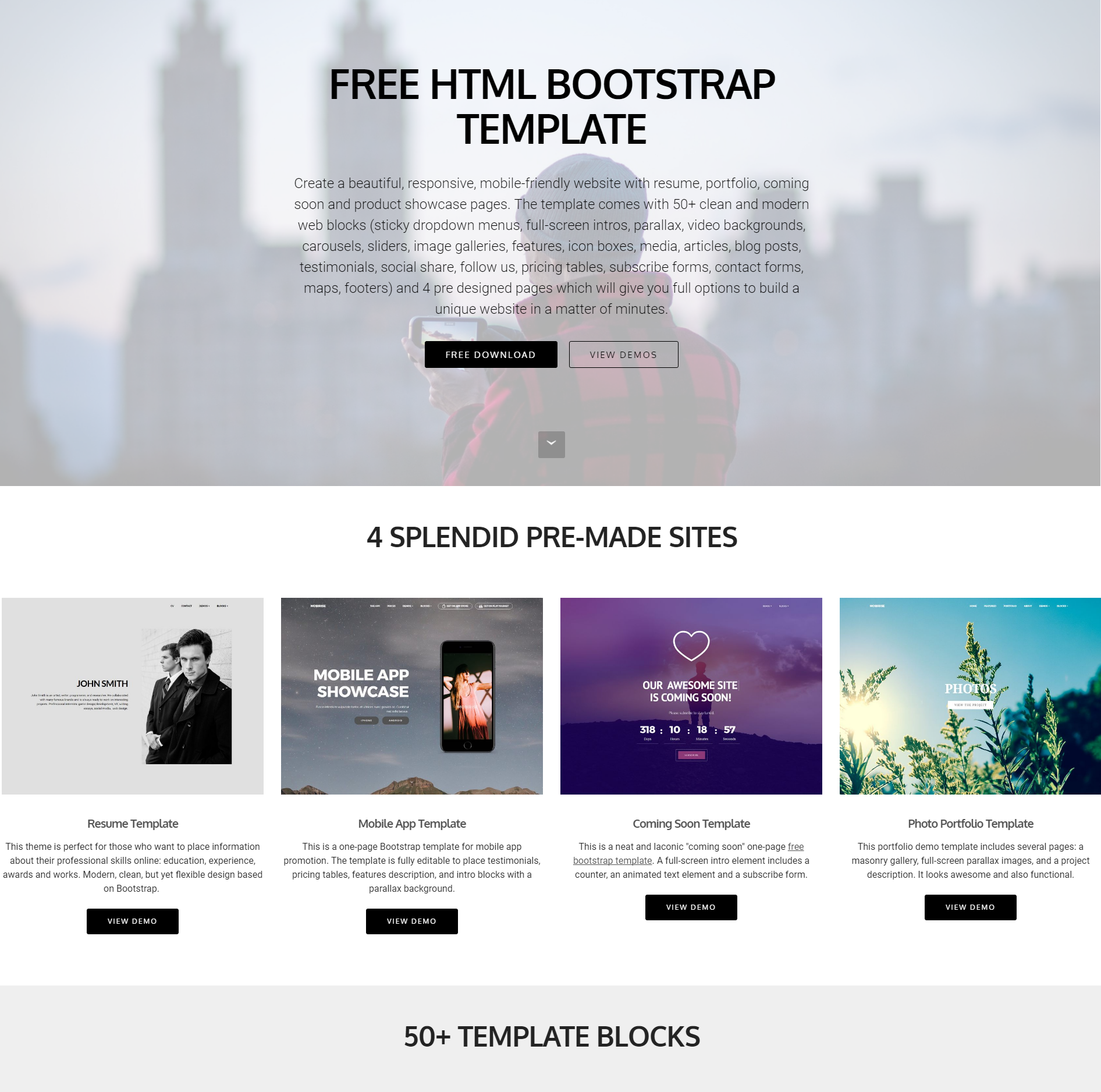 HTML Bootstrap 4 Blocks Themes